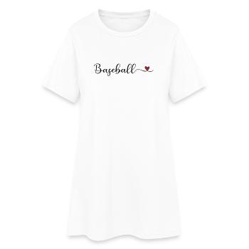 Baseball - Frauen T-Shirt-Kleid - Weiß - Vorne
