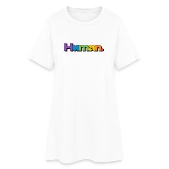 Colorful Human Rainbow Pride Typography - Women’s T-Shirt Dress - white - Front