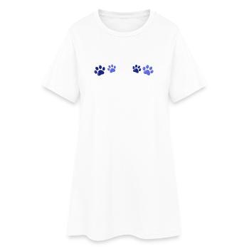 Empreintes Bleues Animal - Robe T-shirt Femme - blanc - Devant