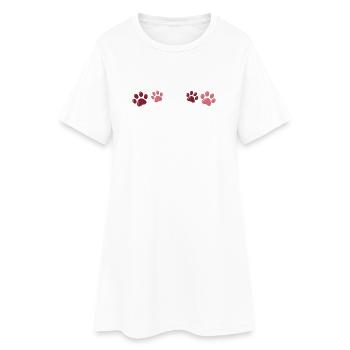 Empreintes de patte rouge bicolores - Robe T-shirt Femme - blanc - Devant