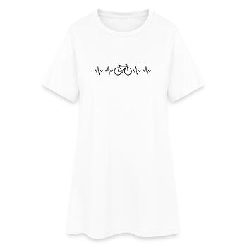 Bicycle Road Bike ECG Heartbeat Heart Rate - Women’s T-Shirt Dress - white - Front