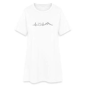Berge Puls Herz - Frauen T-Shirt-Kleid - Weiß - Vorne