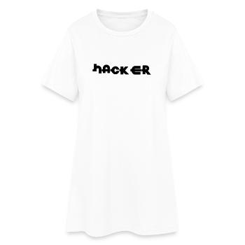 Hacker - Frauen T-Shirt-Kleid - Weiß - Vorne
