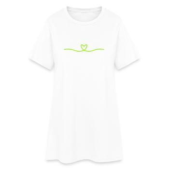 Minimal Heart Line | Green Heart Design - Women’s T-Shirt Dress - white - Front