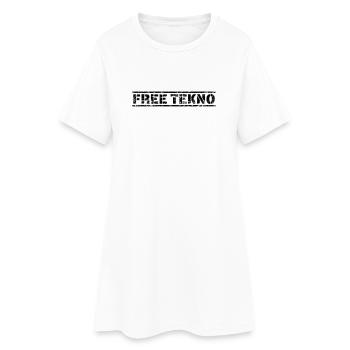 Free Tekno - Frauen T-Shirt-Kleid - Weiß - Vorne