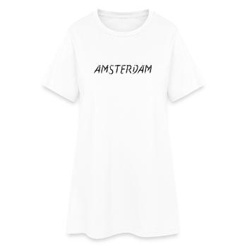 Amsterdam Brushstroke Script Black - Robe T-shirt Femme - blanc - Devant
