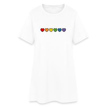 Chemise gay LGBT arc-en-ciel contour noir - Robe T-shirt Femme - blanc - Devant