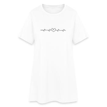 Cœur avec battement de cœur - Robe T-shirt Femme - blanc - Devant