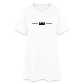 2026 Linie - Frauen T-Shirt-Kleid - Weiß - Vorne