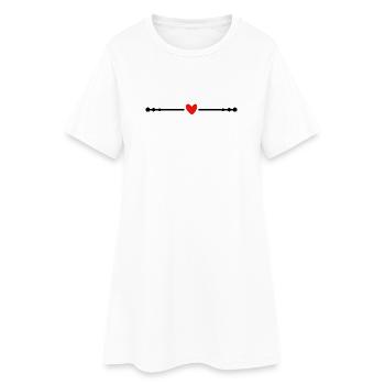 Rotes minimalistisches Herzsymbol - Frauen T-Shirt-Kleid - Weiß - Vorne