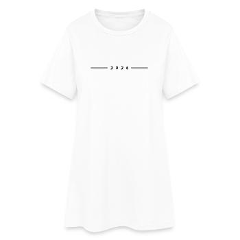2026 Linie - Frauen T-Shirt-Kleid - Weiß - Vorne