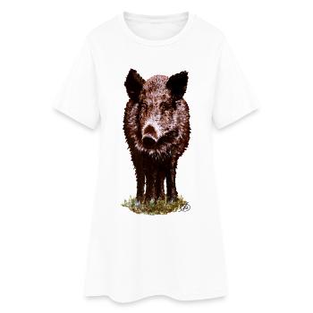 Überläufer braun - Frauen T-Shirt-Kleid - Weiß - Vorne