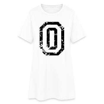 Letter O (Distressed) two-color Black/White - Women’s T-Shirt Dress - white - Front