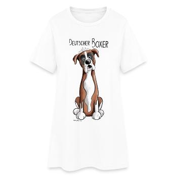 Happy Deutscher Boxer - Frauen T-Shirt-Kleid - Weiß - Vorne