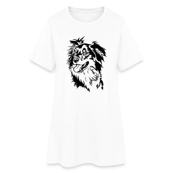 Tête de Border Collie - Robe T-shirt Femme - blanc - Devant
