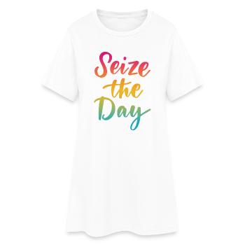 Saisissez le jour - Robe T-shirt Femme - blanc - Devant