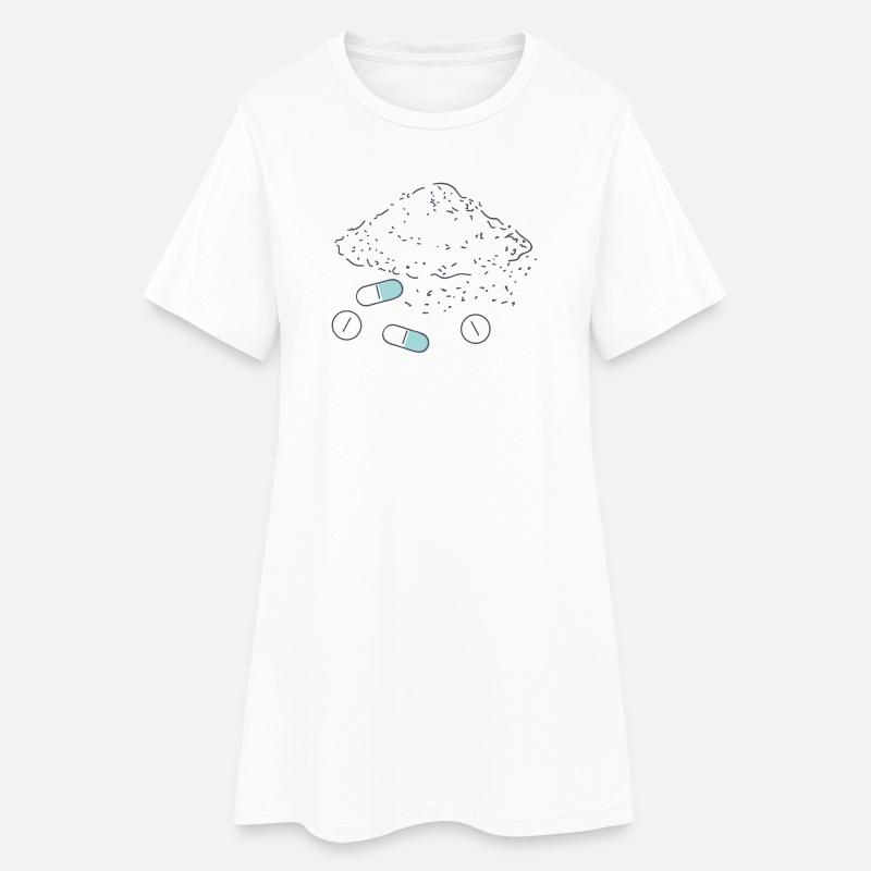Complément alimentaire Pilules Poudre Comprimés - Robe T-shirt Femme - blanc