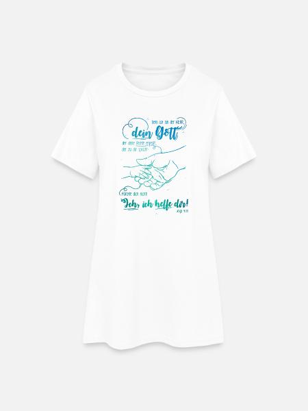 Jesaja Bibelvers Ich helfe dir - Frauen T-Shirt-Kleid - Weiß