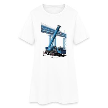 Mobile crane assembles bridge sections - Women’s T-Shirt Dress - white - Front