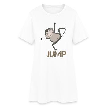 Playful monkey with jumping motif - Women’s T-Shirt Dress - white - Front