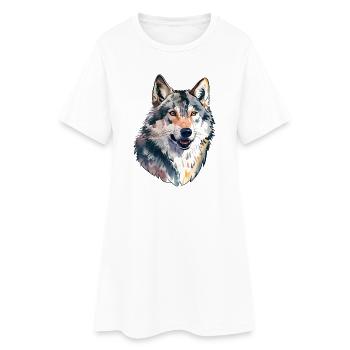 Portrait de loup amoureux des animaux - Robe T-shirt Femme - blanc - Devant