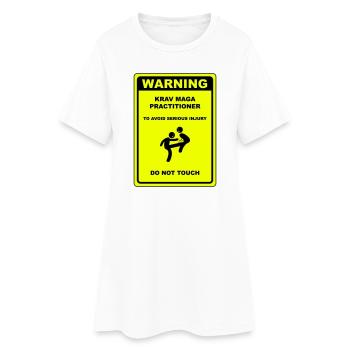 Avertissement! Pratiquant de Krav Maga ! - Robe T-shirt Femme - blanc - Devant