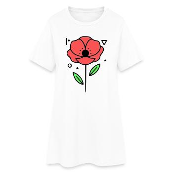 Coquelicots-coquelicots-minimaliste-Line-Art-3 - Robe T-shirt Femme - blanc - Devant