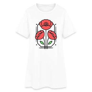 Coquelicots coquelicots minimaliste Line Art 8 - Robe T-shirt Femme - blanc - Devant