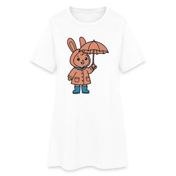 Petit parapluie de lapin mignon - Robe T-shirt Femme - blanc - Devant