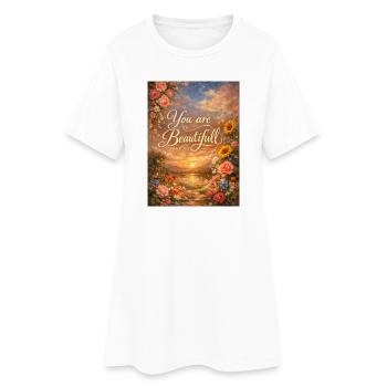 Tu es l’Art Floral du Coucher de Soleil - Robe T-shirt Femme - blanc - Devant