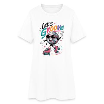 Let's Groove Disco auf Rollschuhen Retro  - Frauen T-Shirt-Kleid - Weiß - Vorne