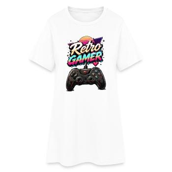 Retro Gamer Neon Controller - Frauen T-Shirt-Kleid - Weiß - Vorne