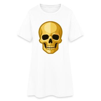 Stilisierte goldene Totenschädelillustration - Frauen T-Shirt-Kleid - Weiß - Vorne