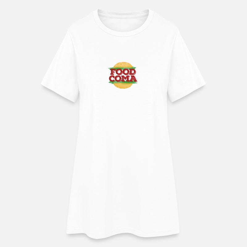 Alimentaire Coma Hamburger Fast - Robe T-shirt Femme - blanc