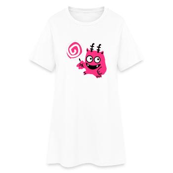 Lolli-Monster - Frauen T-Shirt-Kleid - Weiß - Vorne