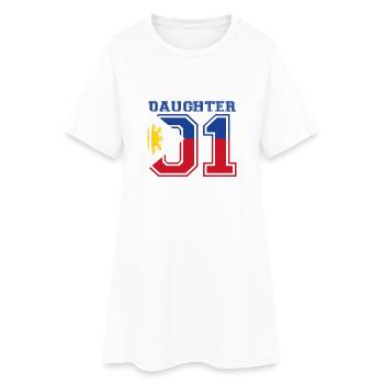 Daughter Tochter queen 01 Philippinen - Frauen T-Shirt-Kleid - Weiß - Vorne