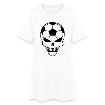Fußball-Totenkopf - Frauen T-Shirt-Kleid - Weiß - Vorne
