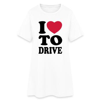 I love to drive - Ich liebe es zu fahren - Frauen T-Shirt-Kleid - Weiß - Vorne