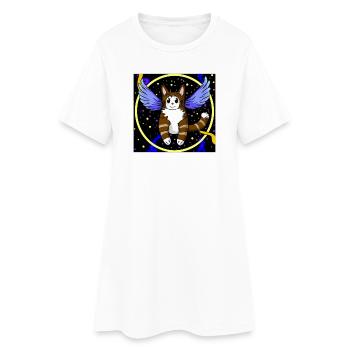 Angel cat in space. - Women’s T-Shirt Dress - white - Front