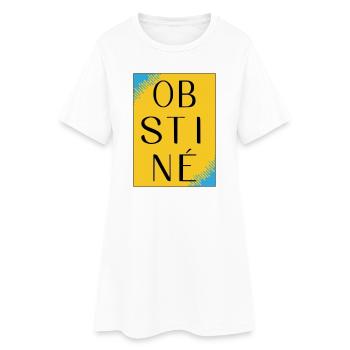 Obstiné en contraste jaune - Robe T-shirt Femme - blanc - Devant