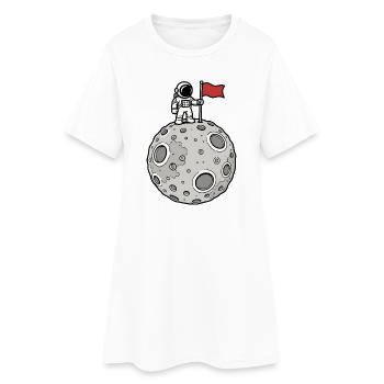 Mond Landung Astronaut Flagge Weltraum Vektor Shir - Frauen T-Shirt-Kleid - Weiß - Vorne