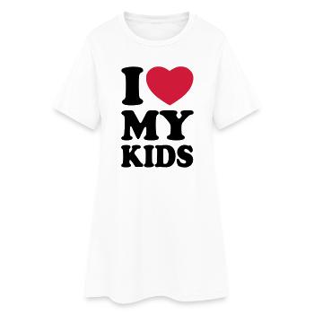 I love my kids - J'aime mes enfants - Robe T-shirt Femme - blanc - Devant