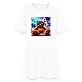 Teddy in Berlin II - Frauen T-Shirt-Kleid - Weiß - Vorne