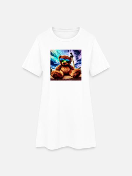 Teddy in Berlin II - Frauen T-Shirt-Kleid - Weiß