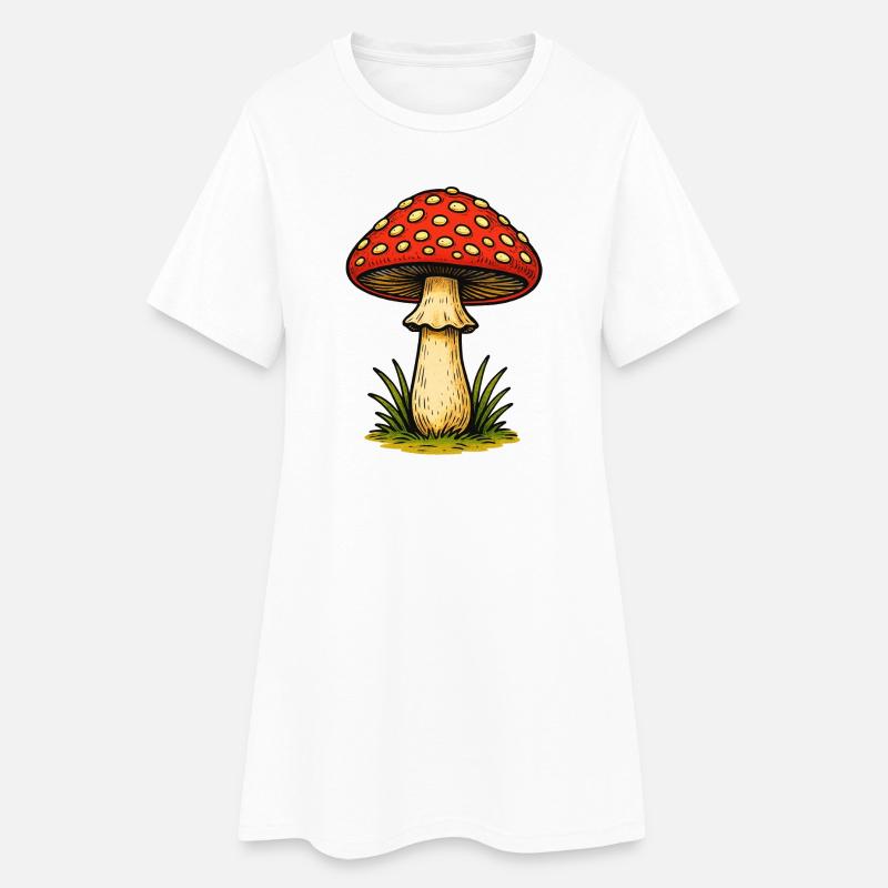 Red Toadstool Retro - Women’s T-Shirt Dress - white
