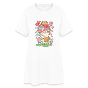 Maison de poupée lapin pastel en fleurs - Robe T-shirt Femme - blanc - Devant