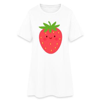Fraise Kawaii Rouge – Motif de fruits sucrés - Robe T-shirt Femme - blanc - Devant