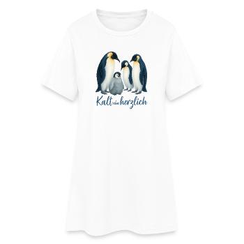 Blaue Winterpinguine - Frauen T-Shirt-Kleid - Weiß - Vorne
