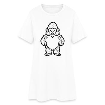Gorille au cœur – fort et aimant à la fois - Robe T-shirt Femme - blanc - Devant