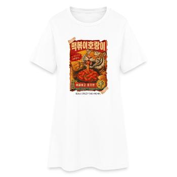 Tteokbokki Tiger Korean Street Food - Frauen T-Shirt-Kleid - Weiß - Vorne